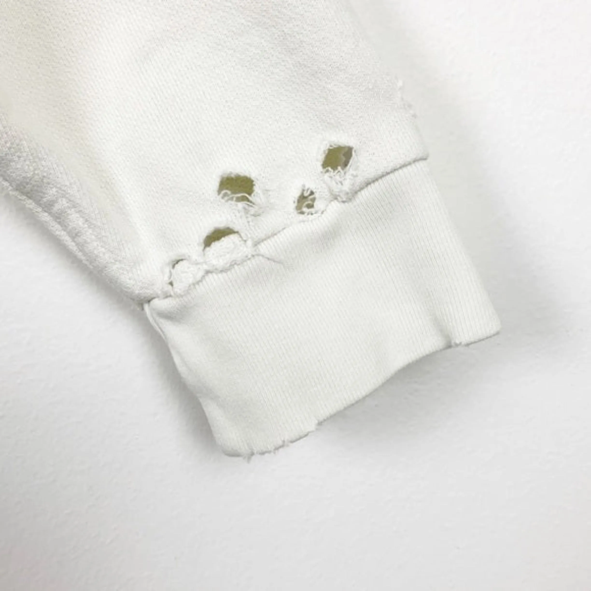 AMO Ivory Distressed Boxy Sweatshirt Size S NWOT