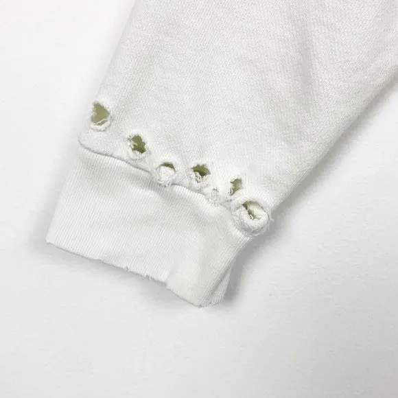 AMO Ivory Distressed Boxy Sweatshirt Size S NWOT