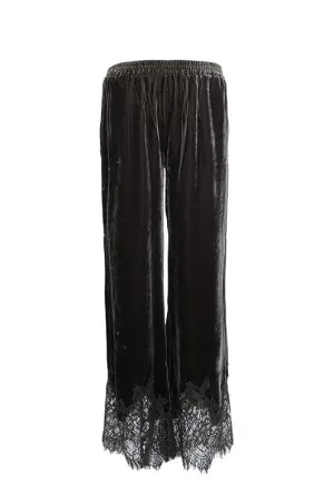 Anastasia Lace Velvet Pants - Dark Grey