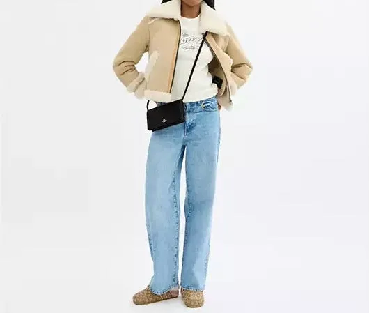 Anna Foldover Clutch Crossbody Bag Black Coach