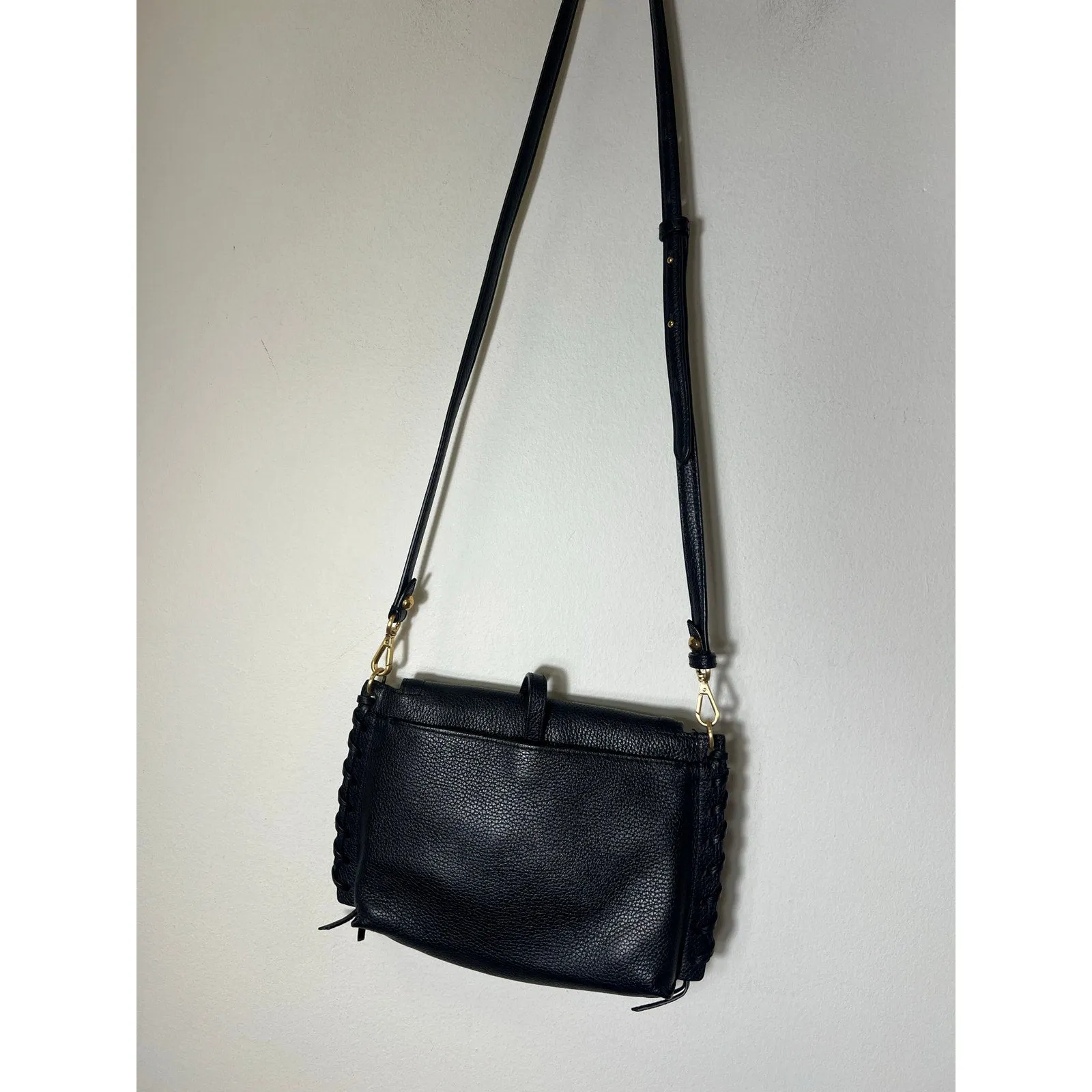 Annabell Ingall Australia Black Pebbled Leather Crossbody Bag
