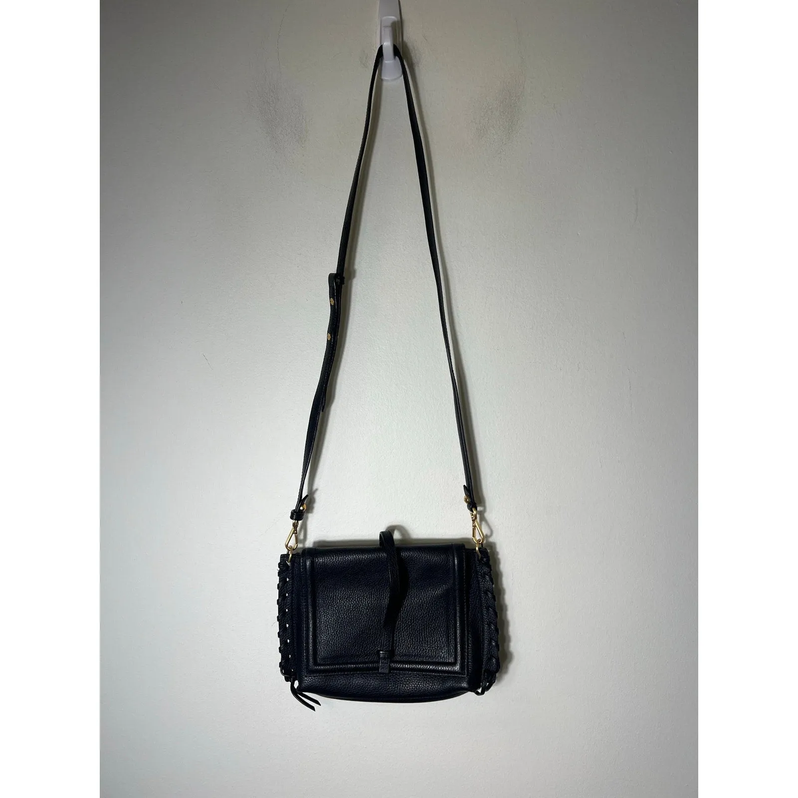 Annabell Ingall Australia Black Pebbled Leather Crossbody Bag