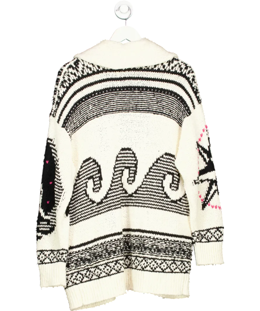 Anthropologie Cream Pilcro Slouchy Waves Long Cardigan UK M/L