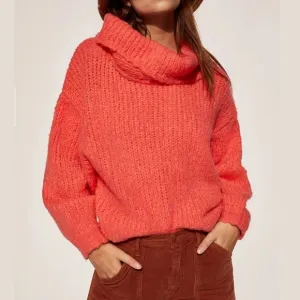 Anthropologie Pilcro Zamora Pink Cowl Neck Wool Alpaca Knit Oversized Sweater