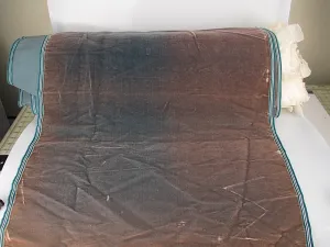 Antique velvet fabric France Victorian cotton silk Teal