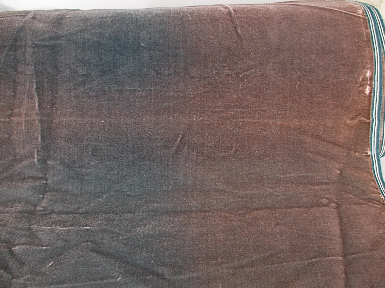 Antique velvet fabric France Victorian cotton silk Teal