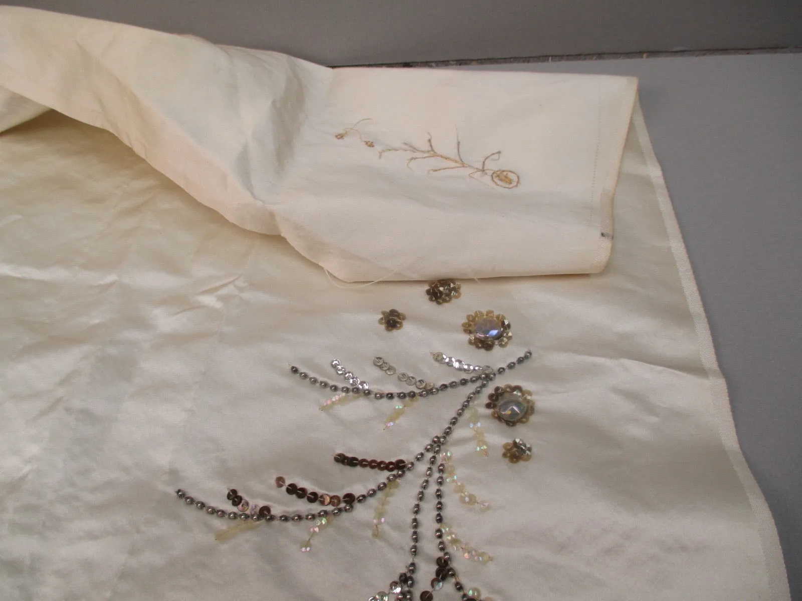 Antique Victorian Silk Beaded Fabric
