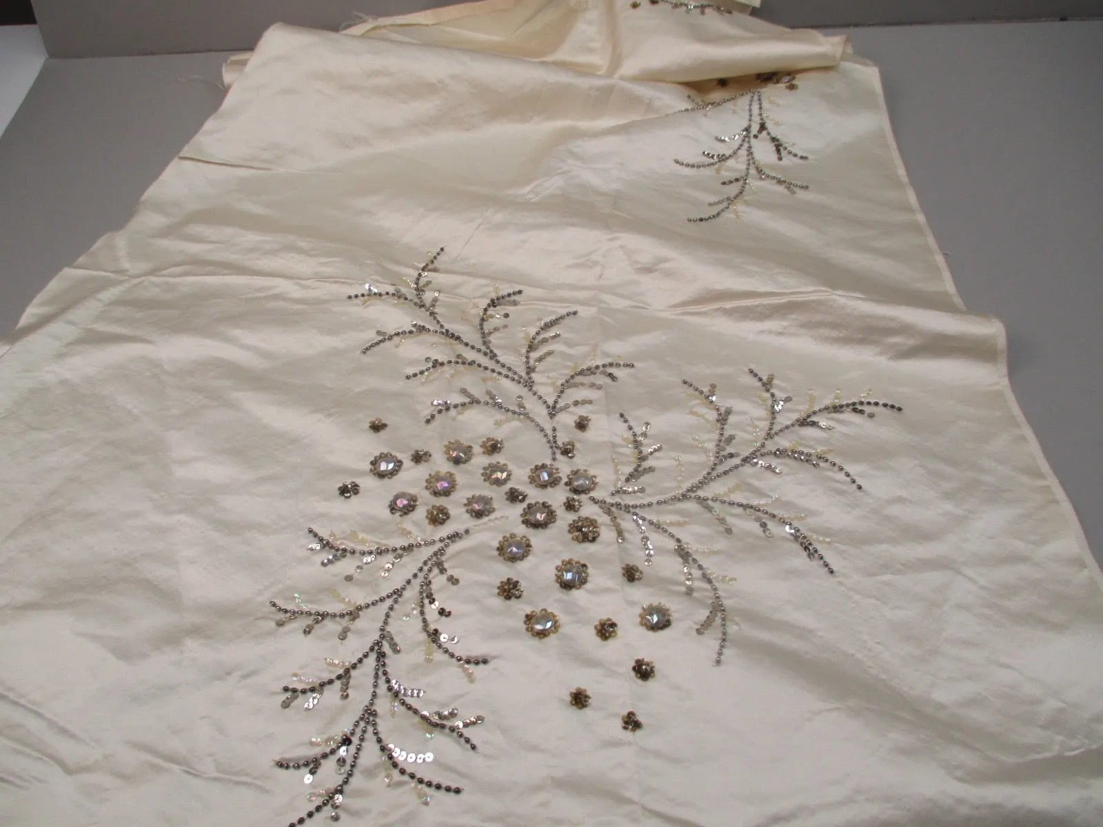Antique Victorian Silk Beaded Fabric