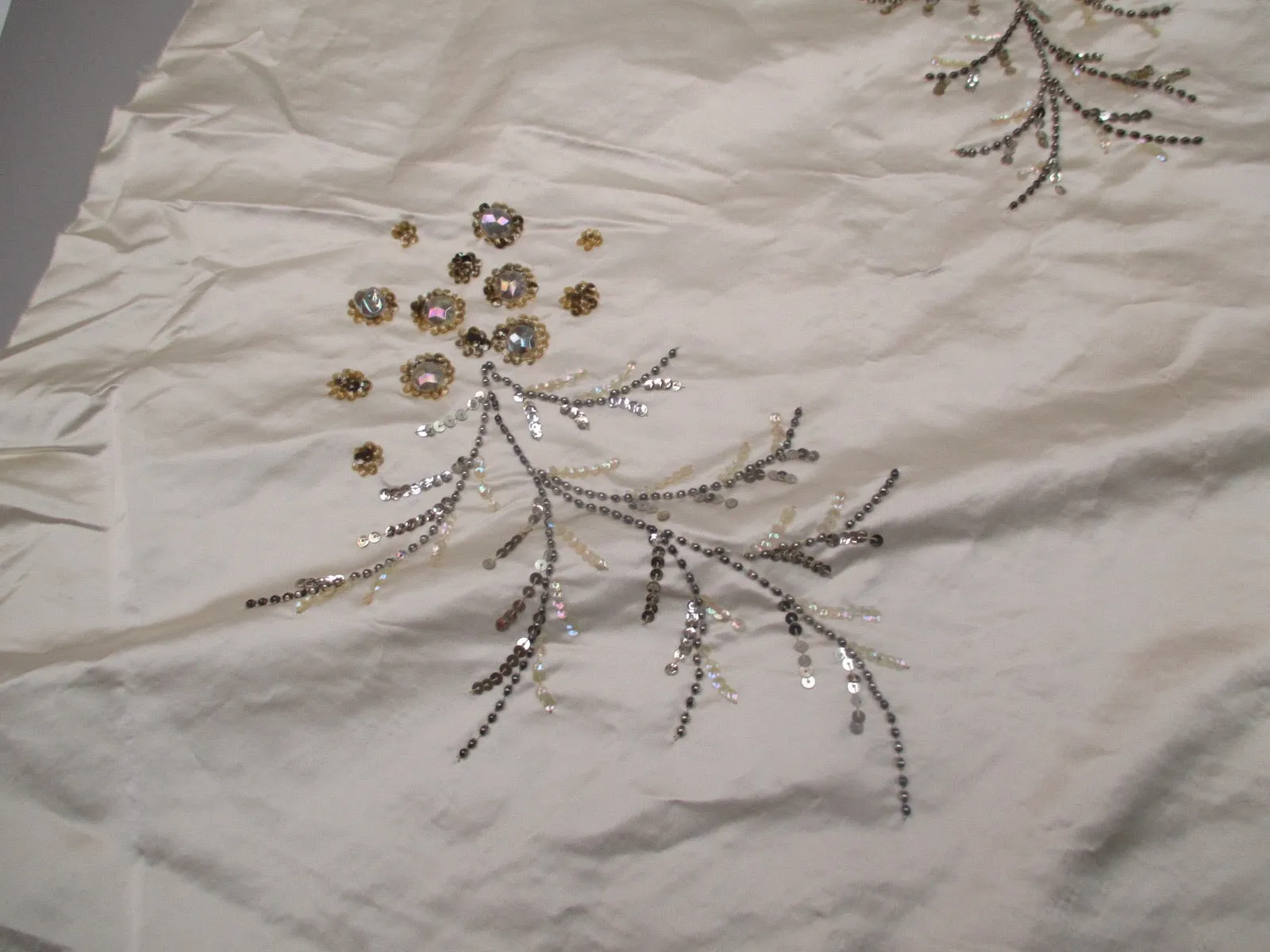 Antique Victorian Silk Beaded Fabric