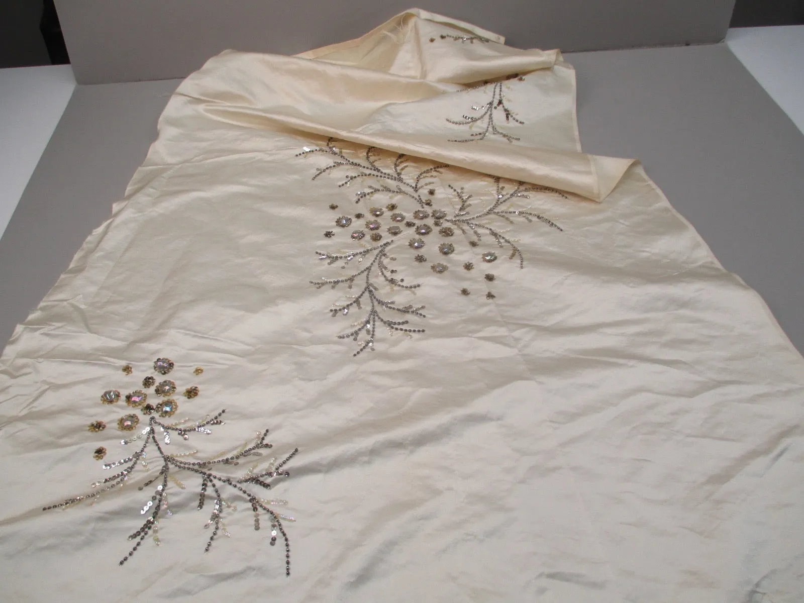 Antique Victorian Silk Beaded Fabric