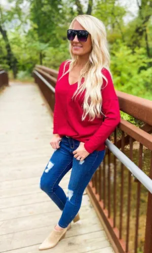 Apple Of My Eye - Waffle Knit Top
