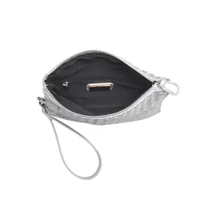 Aria Woven Clutch - Silver