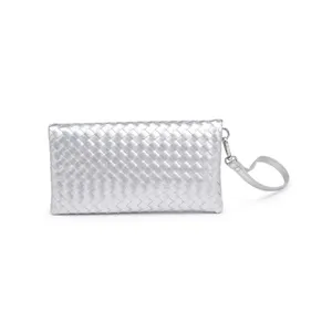 Aria Woven Clutch - Silver