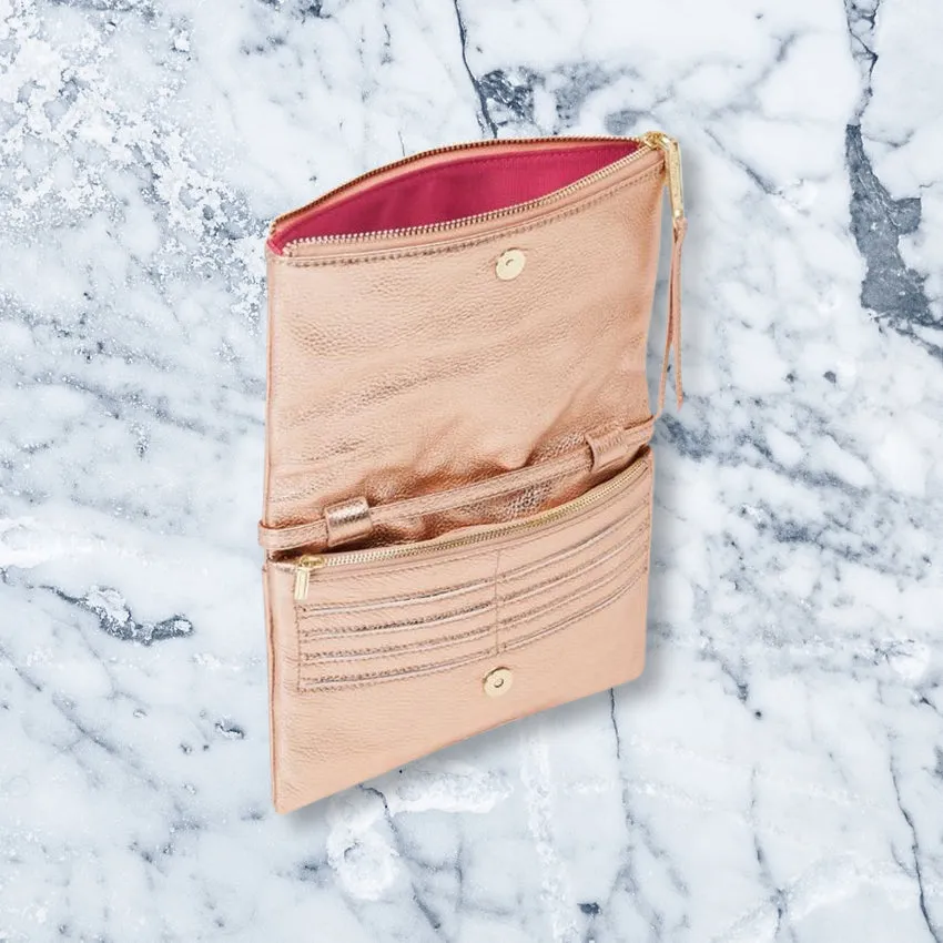 Arlington Milne Ella Foldover Wallet, Rose Gold