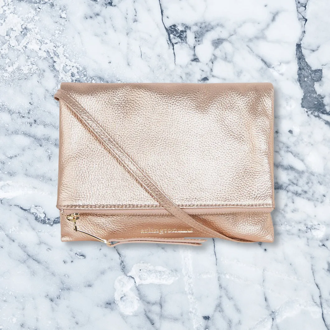 Arlington Milne Ella Foldover Wallet, Rose Gold