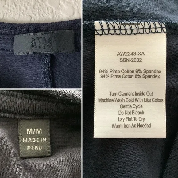 ATM Anthony Thomas Melillo Pima Cotton Gathered Mini Dress Navy Blue Sleeveless