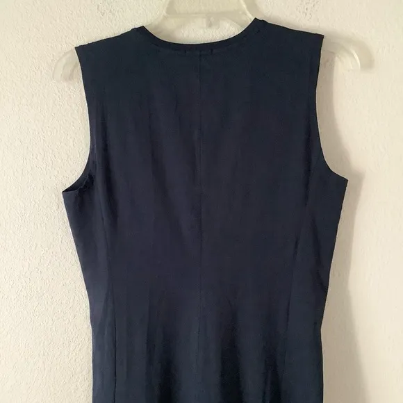 ATM Anthony Thomas Melillo Pima Cotton Gathered Mini Dress Navy Blue Sleeveless
