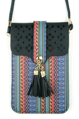 Aztec Cellphone Crossbody With Window Blk
