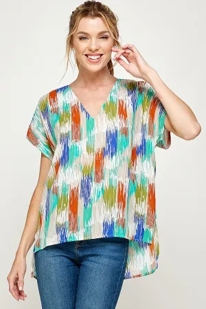 Bailey Brushed Print V-Neck Top