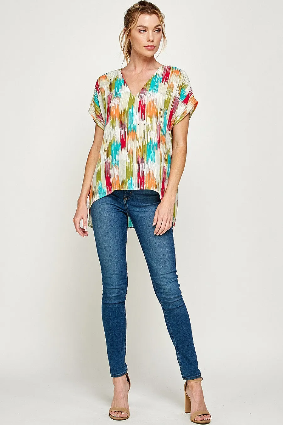 Bailey Brushed Print V-Neck Top