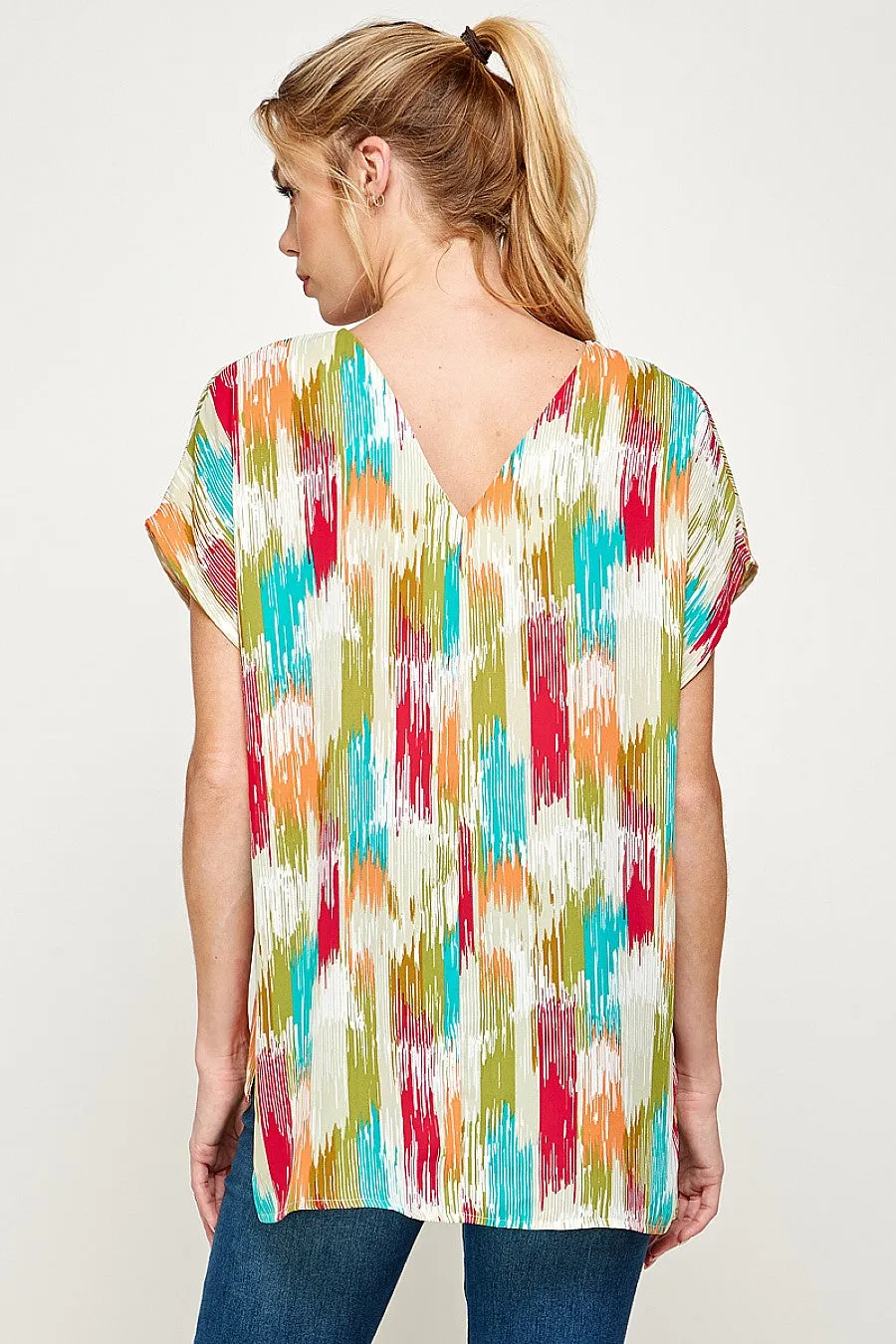 Bailey Brushed Print V-Neck Top