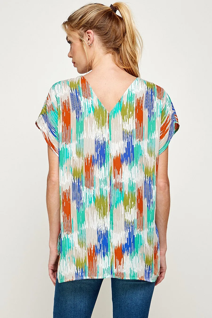 Bailey Brushed Print V-Neck Top