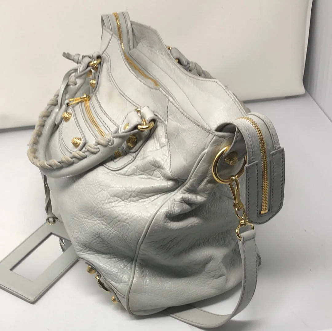 Balenciaga Light Grey City Bag with Crossbody Strap
