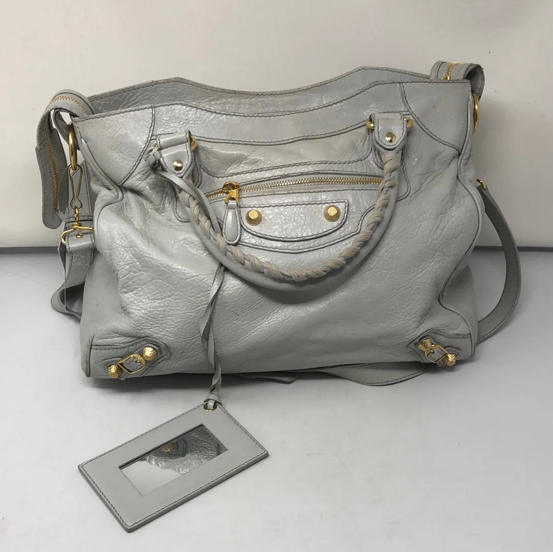 Balenciaga Light Grey City Bag with Crossbody Strap
