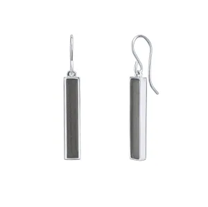 Bar Cremation Dangle Earrings in 14K White Gold