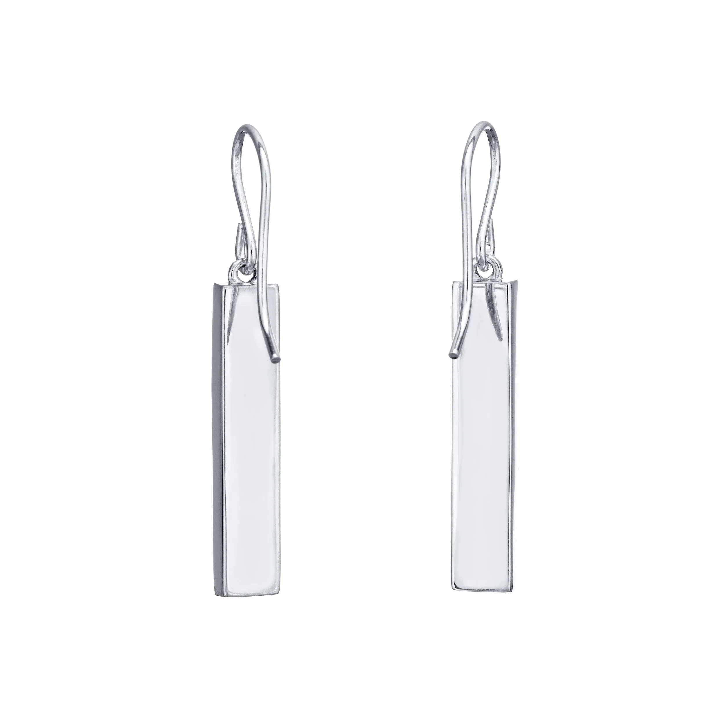 Bar Cremation Dangle Earrings in 14K White Gold
