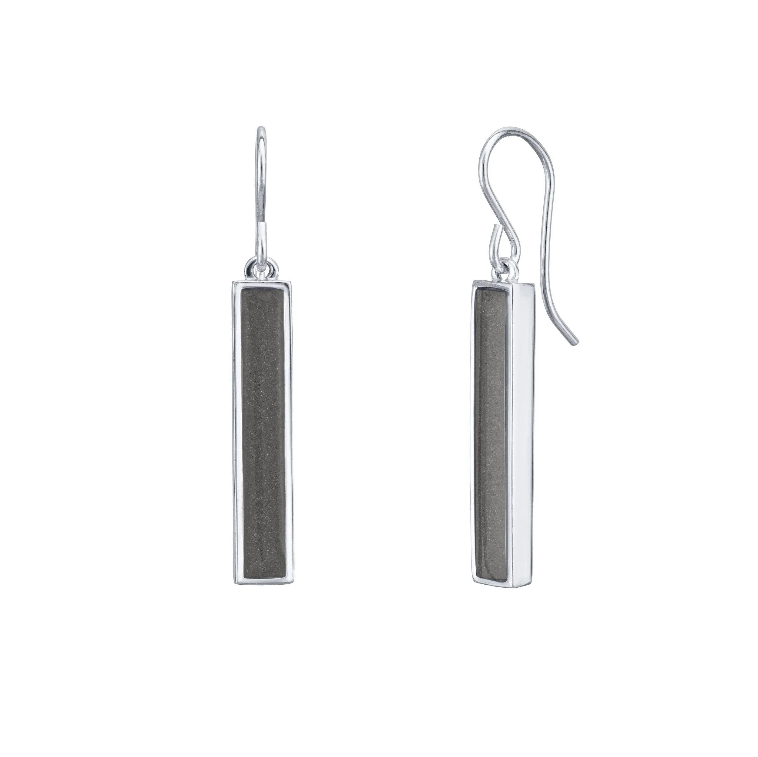 Bar Cremation Dangle Earrings in 14K White Gold