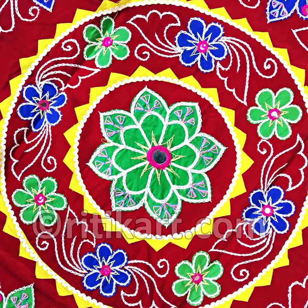 Base Red Velvet Flower Design Applique