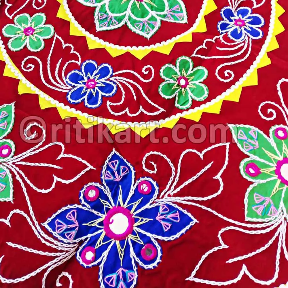 Base Red Velvet Flower Design Applique