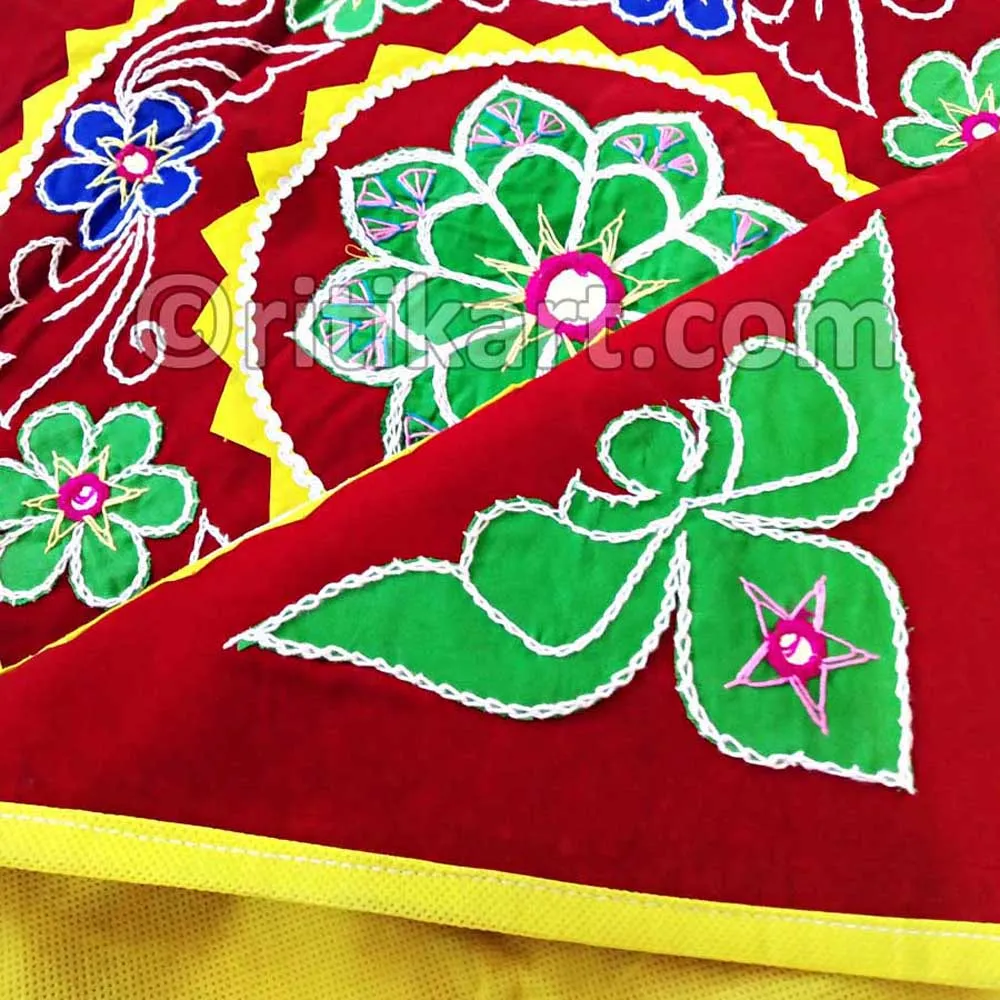 Base Red Velvet Flower Design Applique