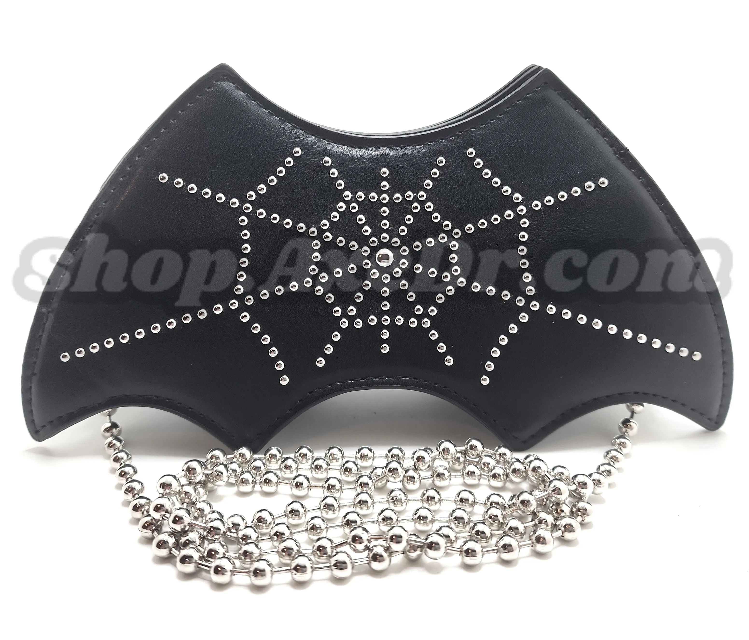 Batwings Purse Goth Emo Silver Bead Spiderweb Embroidered Shoulder Bag