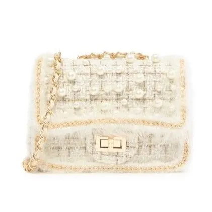 Beaded Tweed Shoulder Bag