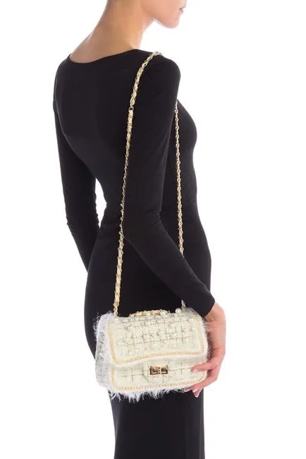 Beaded Tweed Shoulder Bag