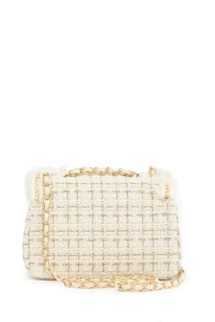 Beaded Tweed Shoulder Bag