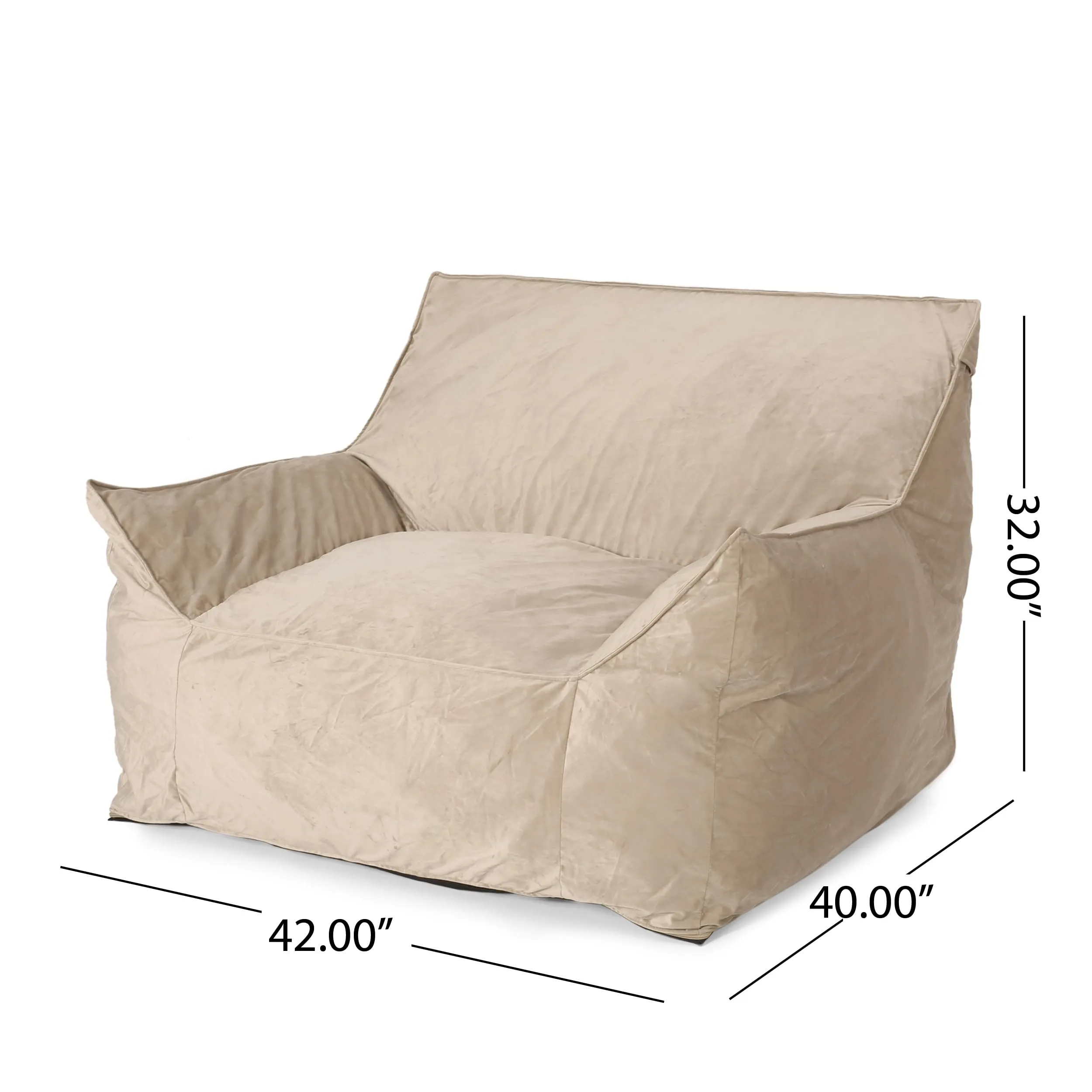 Bean Bag Chair with Armrests with Velvet Softness and Comfort Tan