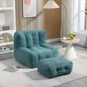 Bean Bag Sofa Chair with Foam Padding and Footrest Lazy Ottoman