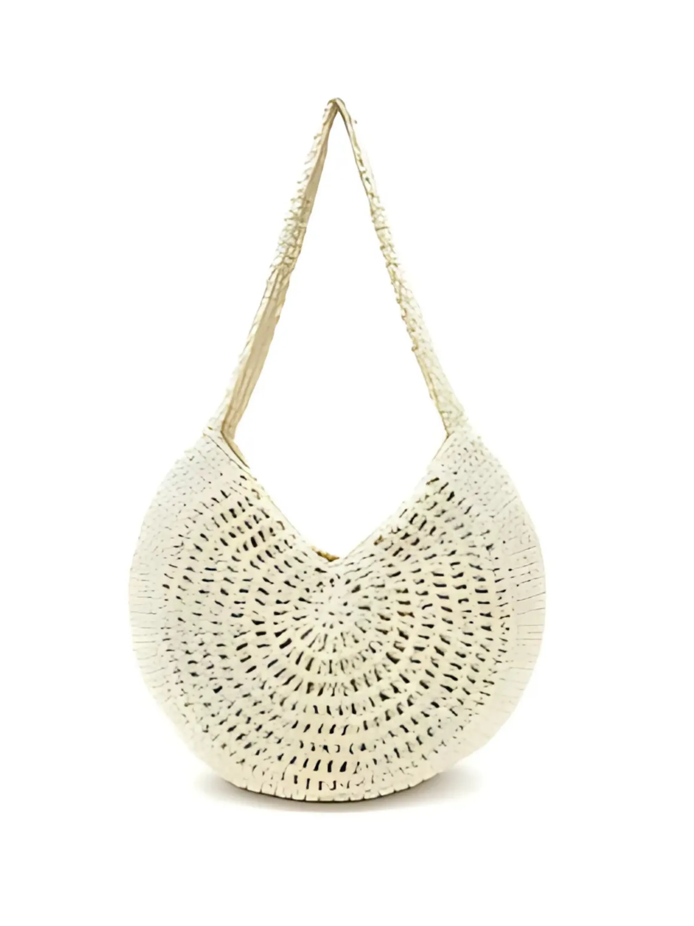 Beige Crochet Circle Bag
