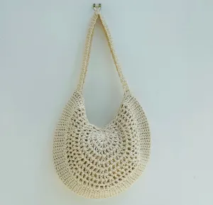 Beige Crochet Circle Bag
