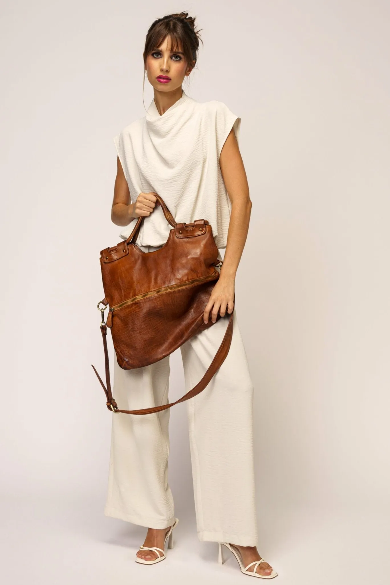Bella Foldover Tote - Cognac Rocks  (sign up for restock alerts)