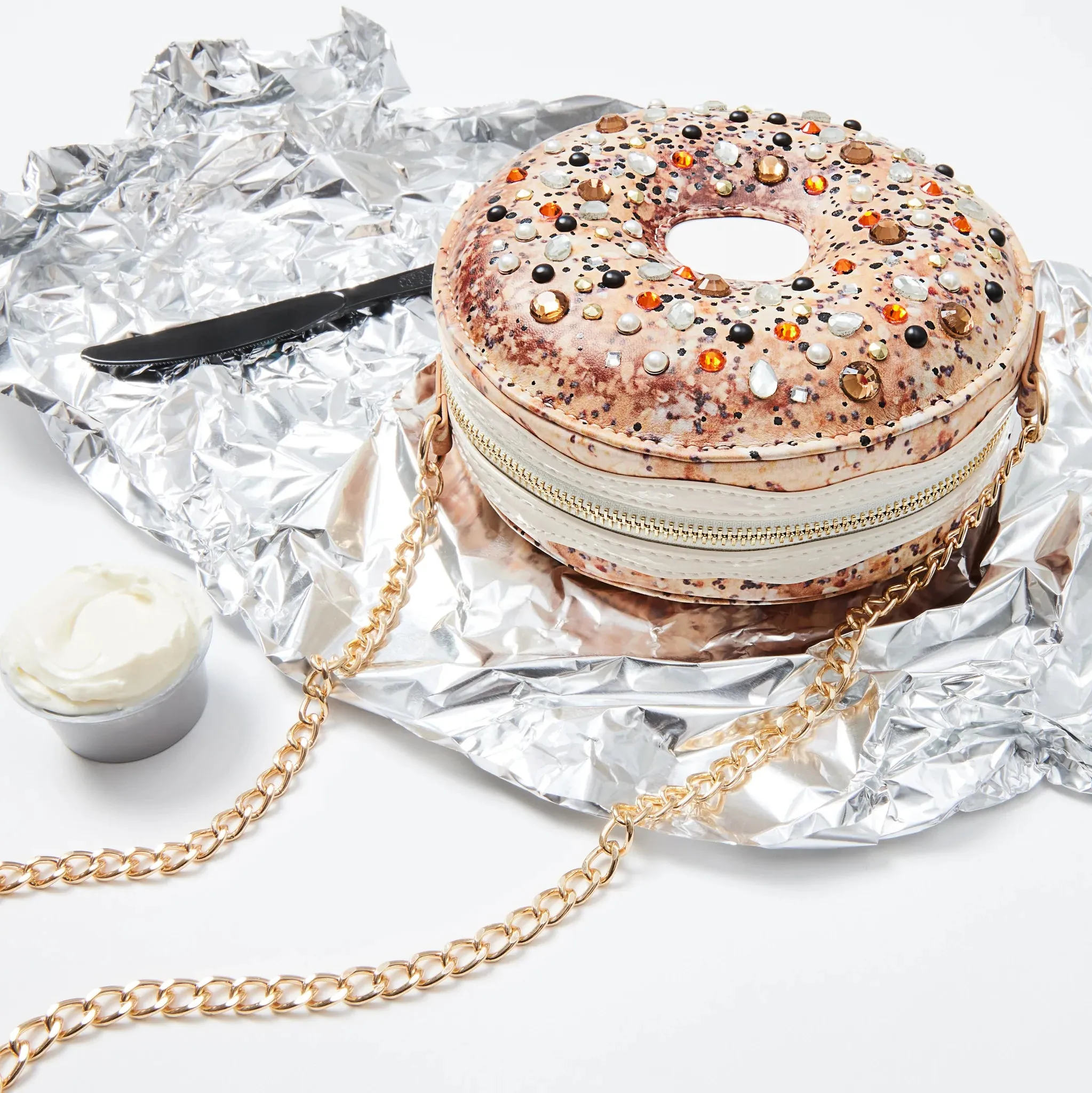 Betsey Johnson Kitsch Everything Bagel Crossbody Bag