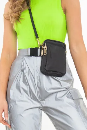 Black Gold Multi Zip Belted Bum Bag - Jenalys