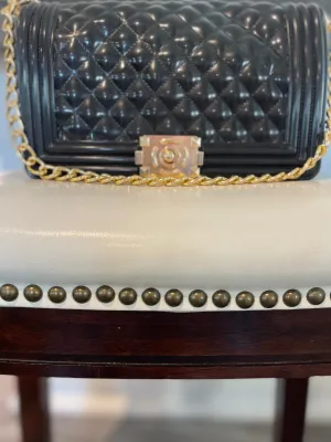Black Jelly Quilted Boy Purse