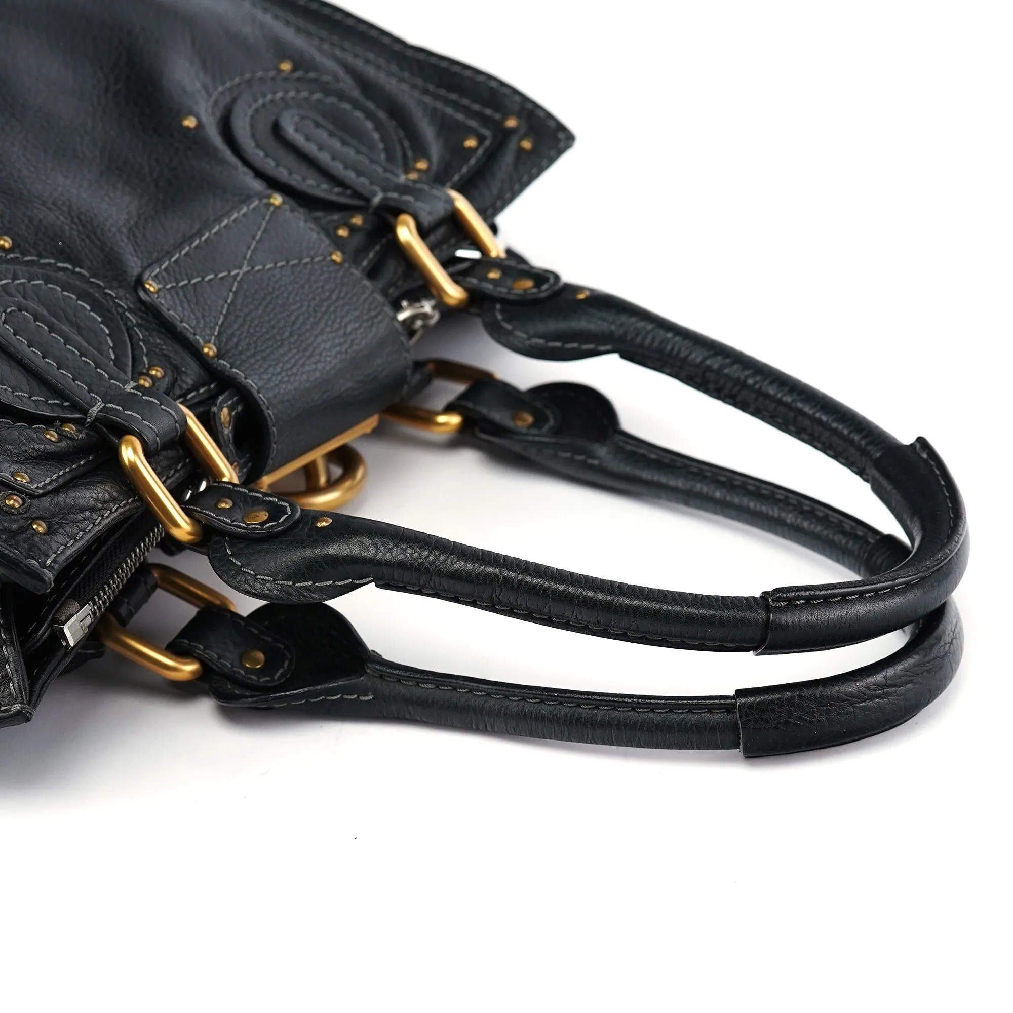 Black Leather Paddington Tote Bag