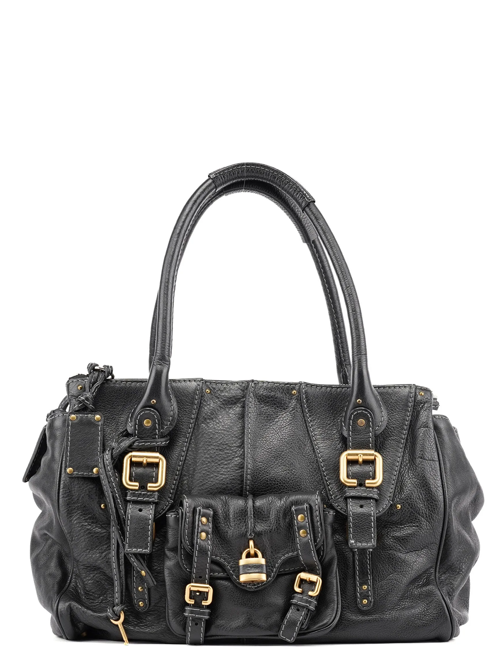 Black Leather Paddington Tote Bag