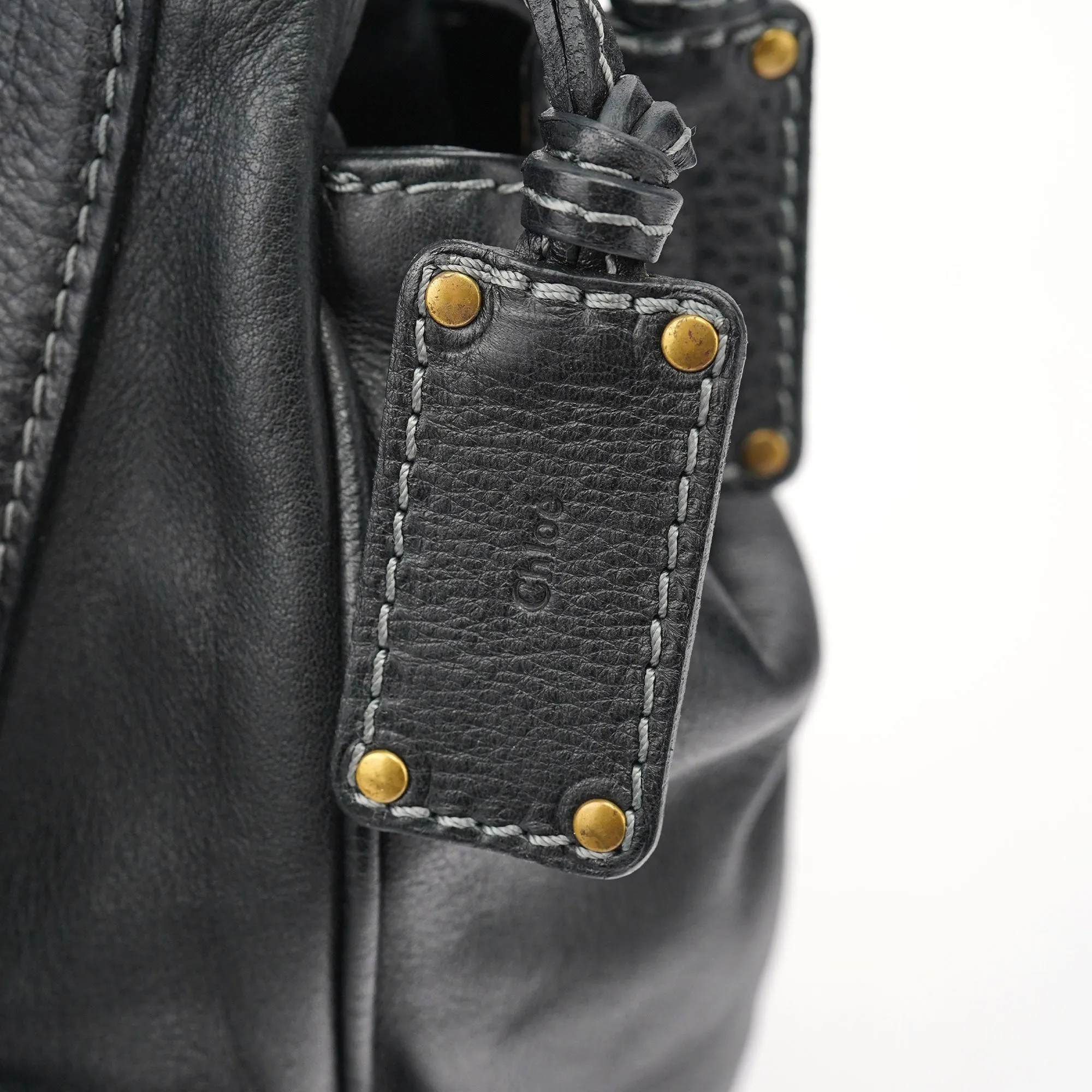 Black Leather Paddington Tote Bag