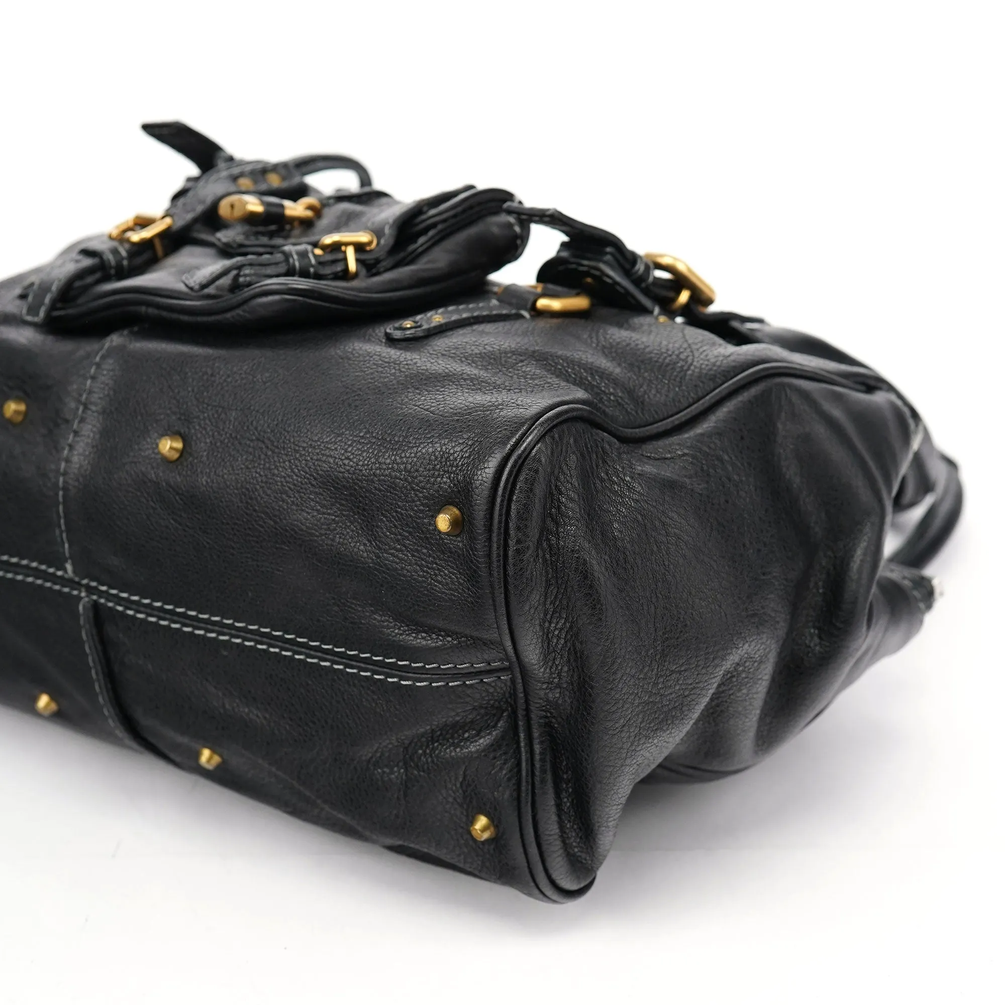 Black Leather Paddington Tote Bag